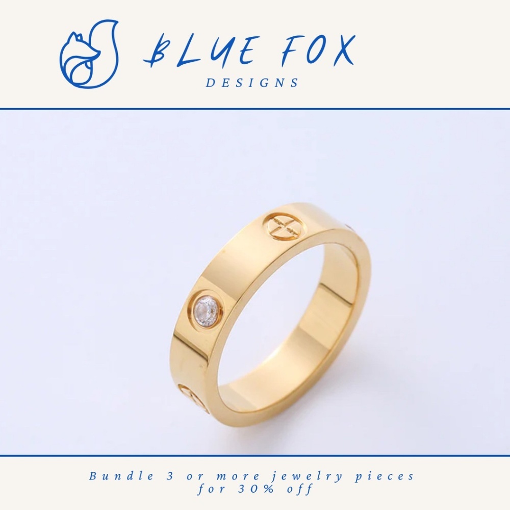 *NEW* 18K Gold Plated Stainless Steel Inspired Band w/ Cubic Zirconia (GOLD)